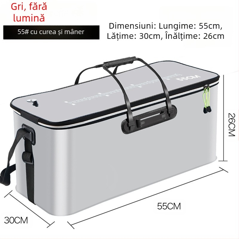 Găleată portabilă pentru pește cu capac, pompă de oxigen EVA, îngroșată, găleată pentru pescuit, cutie pliabilă pentru pește viu, portabilă, găleată pentru pescuit sălbatic