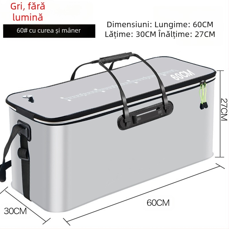Găleată portabilă pentru pește cu capac, pompă de oxigen EVA, îngroșată, găleată pentru pescuit, cutie pliabilă pentru pește viu, portabilă, găleată pentru pescuit sălbatic