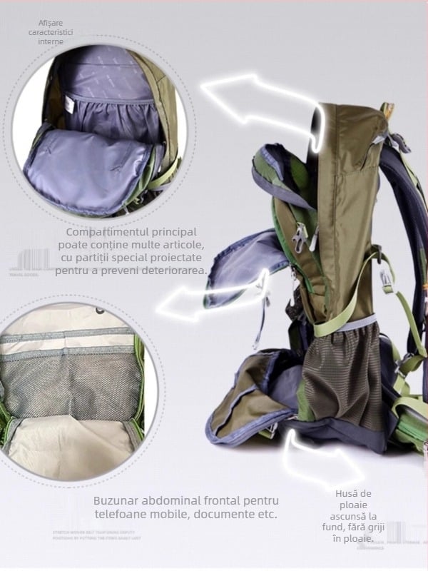 Ai Wang Rucsac de mare capacitate, multifuncțional, ultra-ușor, din pânză Oxford, cu capacitate mare de 35 de litri, pentru bărbați și femei, pentru sporturi în aer liber, alpinism și drumeții