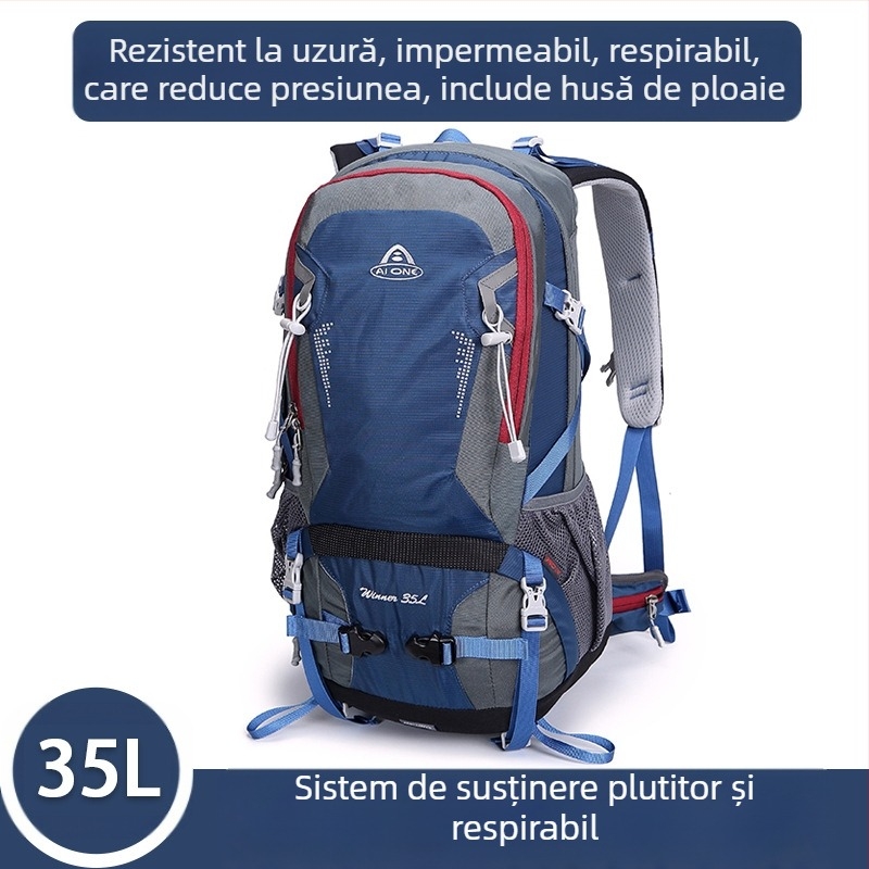 Ai Wang Rucsac de mare capacitate, multifuncțional, ultra-ușor, din pânză Oxford, cu capacitate mare de 35 de litri, pentru bărbați și femei, pentru sporturi în aer liber, alpinism și drumeții