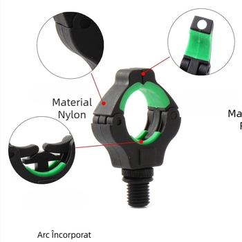 Accesorii de pescuit pentru bibliotecă în stil european Jishi transfrontalier, clemă magnetică din plastic din nailon negru și verde, suport pentru tijă, accesorii pentru cap