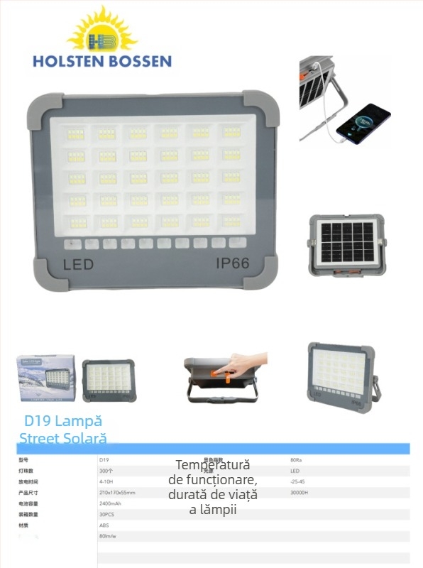 Lampă de lucru cu energie solară, lampă portabilă pentru comerț exterior, iluminat exterior cu mai multe fișiere, lampă de cort de camping, încărcare multifuncțională