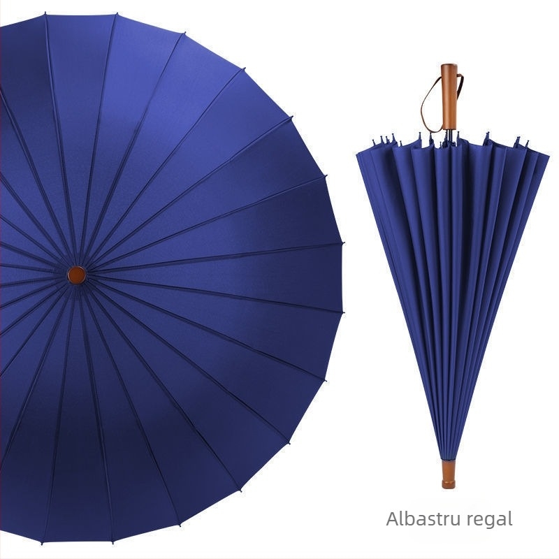 Umbrelă cu 24 de oase, umbrelă automată cu cârlig dublu, tijă dreaptă, en-gros, umbrelă solară, umbrelă publicitară personalizată, umbrelă rezistentă la vânt, umbrelă de afaceri cu mâner lung