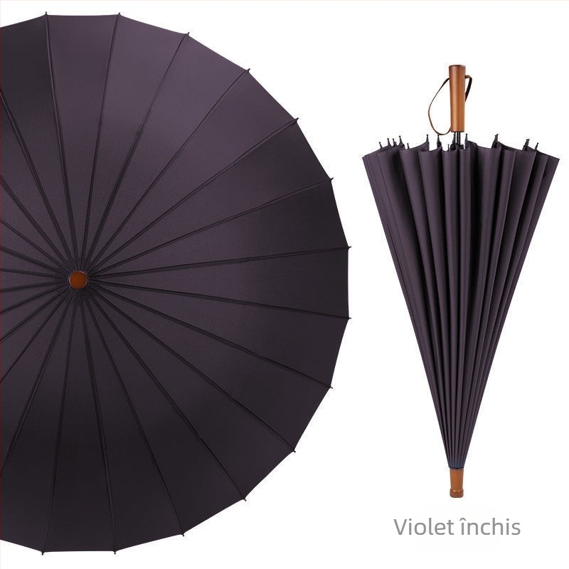 Umbrelă cu 24 de oase, umbrelă automată cu cârlig dublu, tijă dreaptă, en-gros, umbrelă solară, umbrelă publicitară personalizată, umbrelă rezistentă la vânt, umbrelă de afaceri cu mâner lung