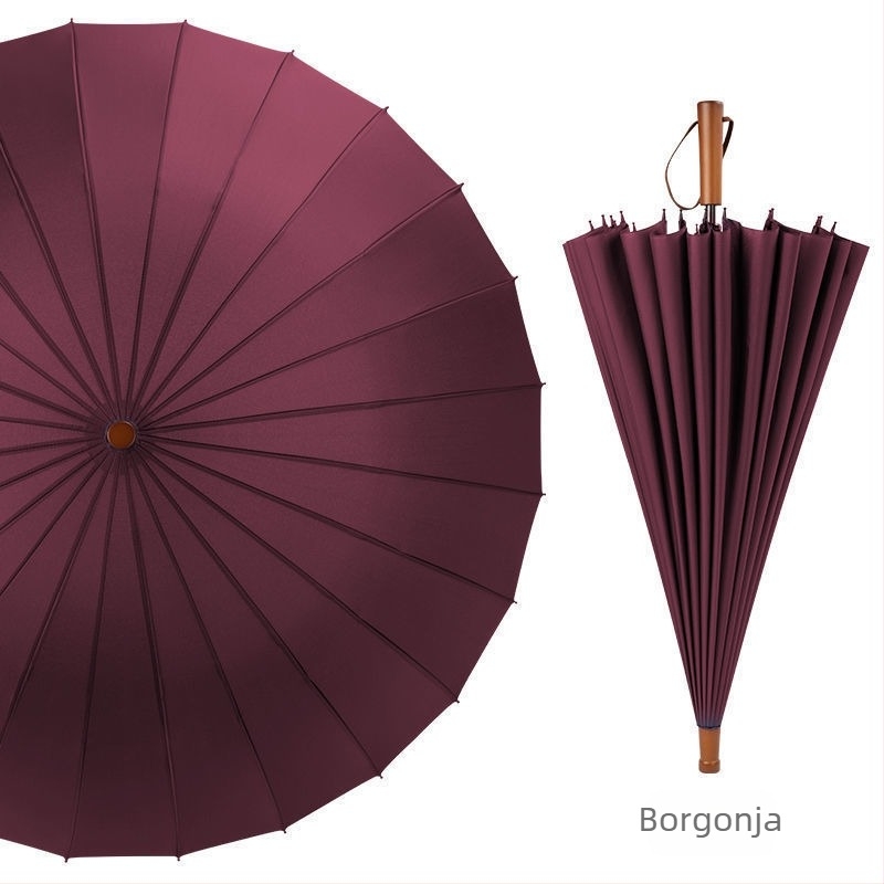 Umbrelă cu 24 de oase, umbrelă automată cu cârlig dublu, tijă dreaptă, en-gros, umbrelă solară, umbrelă publicitară personalizată, umbrelă rezistentă la vânt, umbrelă de afaceri cu mâner lung