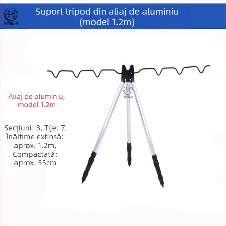 Suport pentru undiță de pescuit, aliaj de aluminiu, triunghi inserat la sol, suport telescopic cu rază lungă de acțiune, undiță de pescuit, trepied pentru exterior