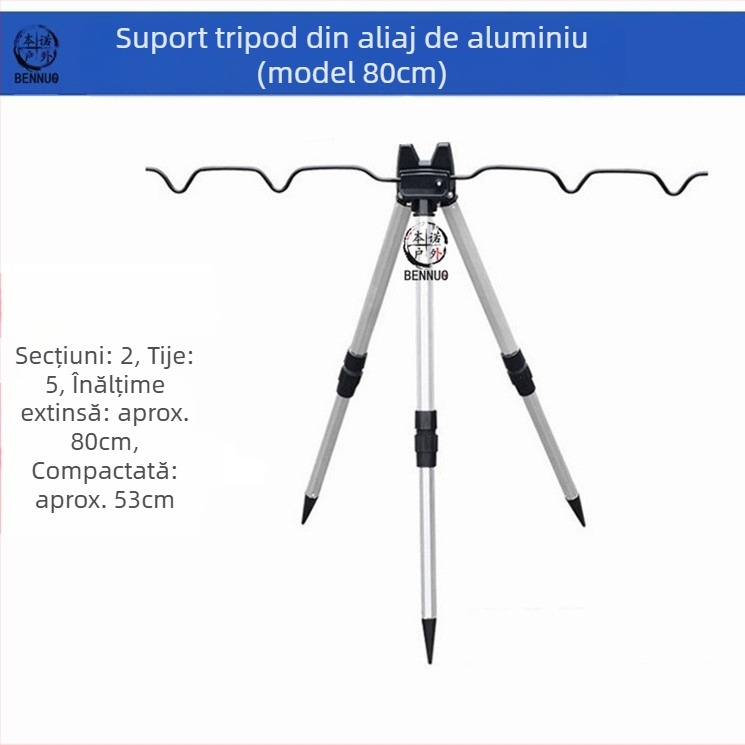 Suport pentru undiță de pescuit, aliaj de aluminiu, triunghi inserat la sol, suport telescopic cu rază lungă de acțiune, undiță de pescuit, trepied pentru exterior
