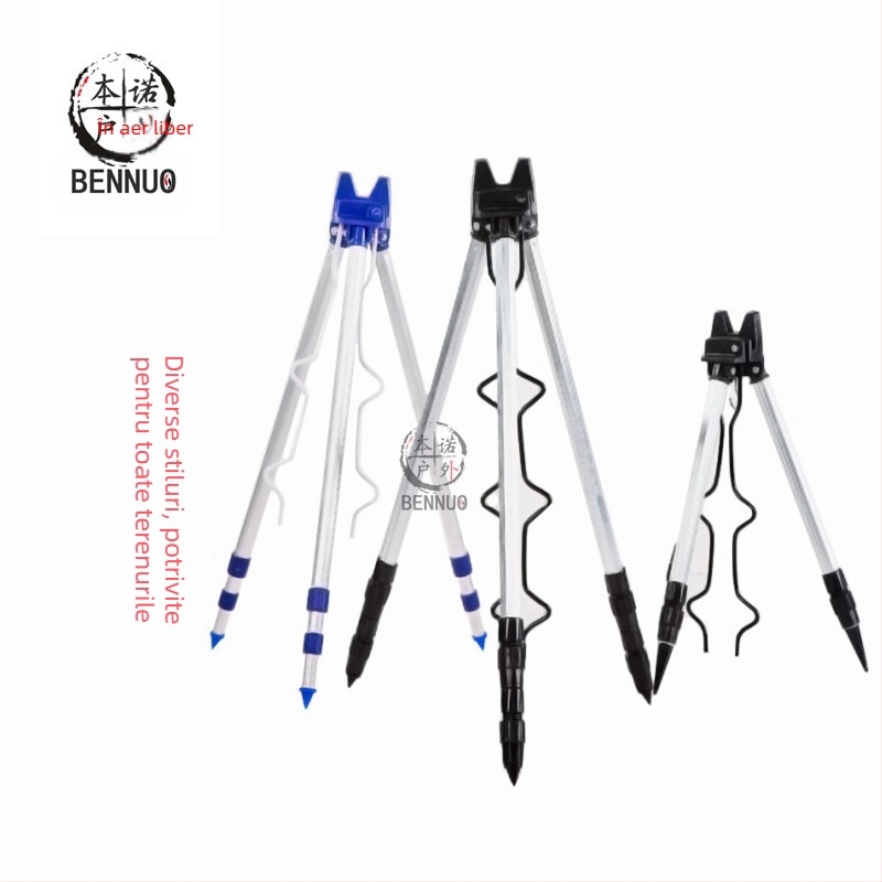 Suport pentru undiță de pescuit, aliaj de aluminiu, triunghi inserat la sol, suport telescopic cu rază lungă de acțiune, undiță de pescuit, trepied pentru exterior