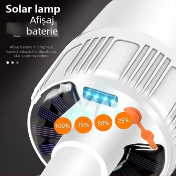 Lumină de urgență LED cu încărcare solară, lumină de noapte pentru piață, stand mobil, camping, iluminat exterior, lumină suspendată cu telecomandă, bec, lumină