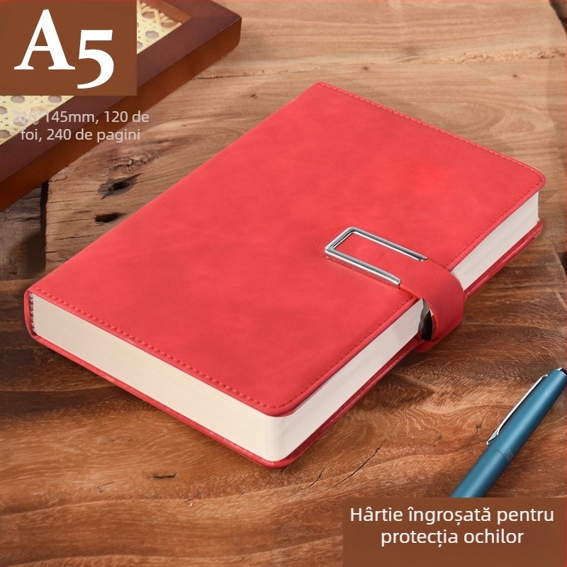 Caiet din piele îngroșată, blocnotes cu cataramă, oameni de afaceri, studenți simpli, 5 întâlniri, carte de înregistrare, artă