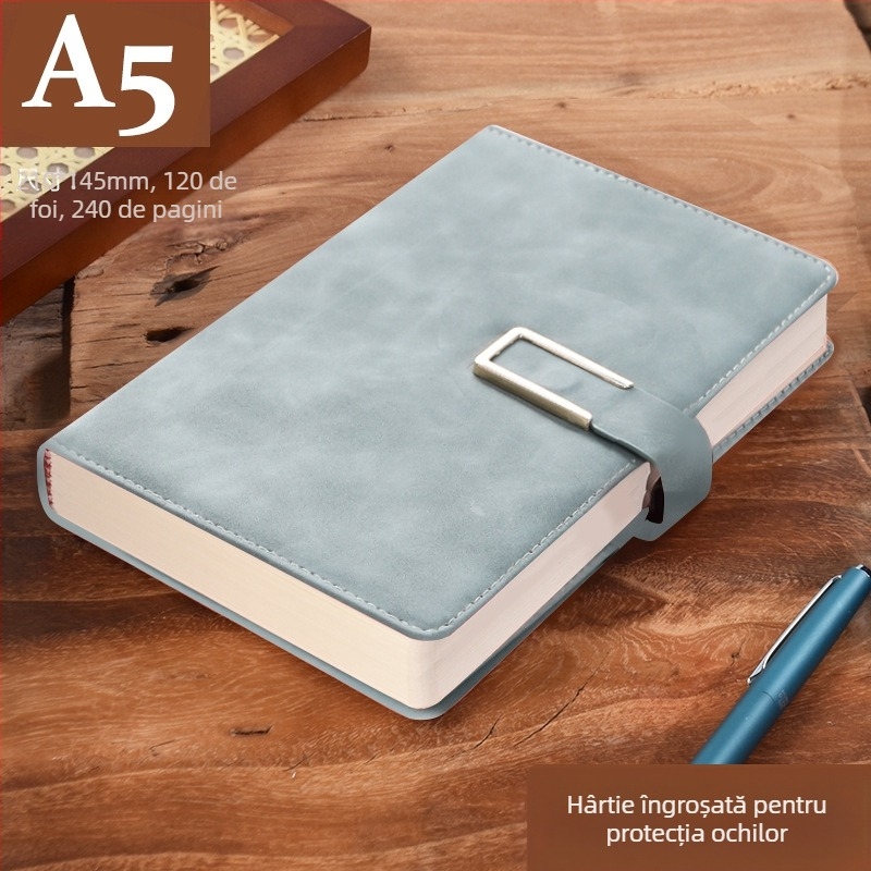 Caiet din piele îngroșată, blocnotes cu cataramă, oameni de afaceri, studenți simpli, 5 întâlniri, carte de înregistrare, artă