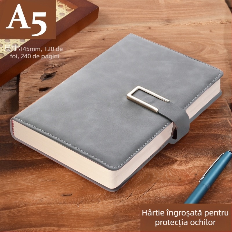 Caiet din piele îngroșată, blocnotes cu cataramă, oameni de afaceri, studenți simpli, 5 întâlniri, carte de înregistrare, artă