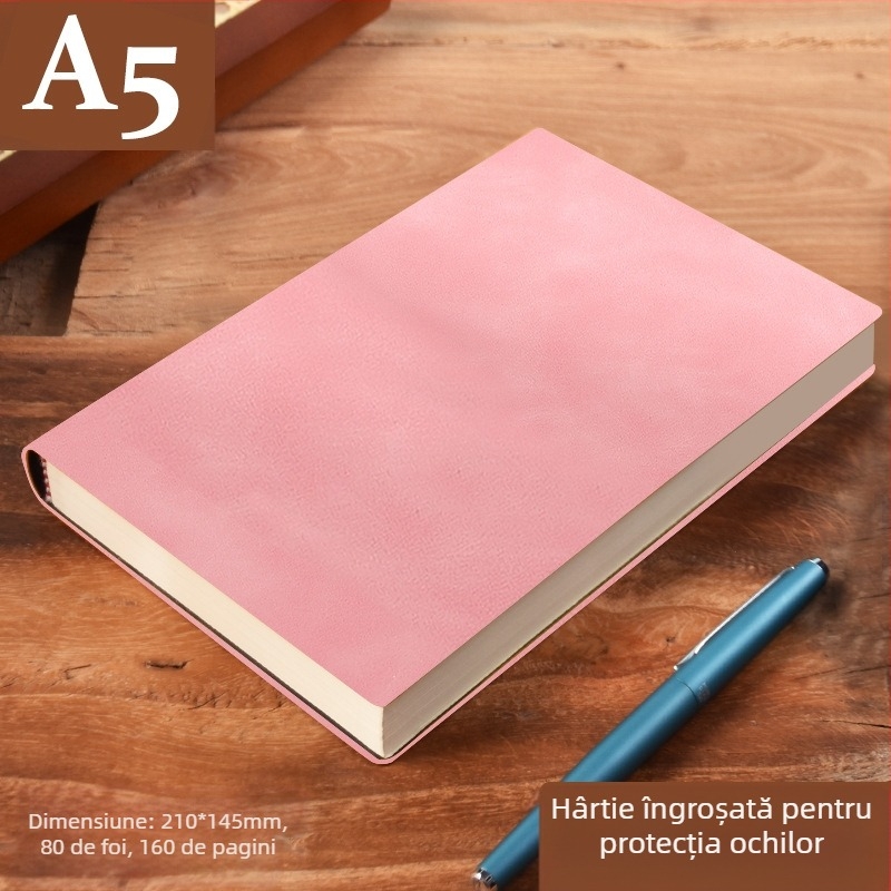 Caiet din piele îngroșată, blocnotes cu cataramă, oameni de afaceri, studenți simpli, 5 întâlniri, carte de înregistrare, artă