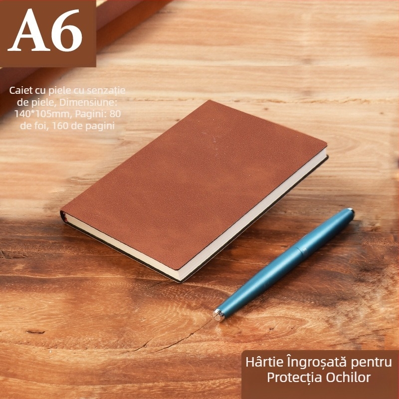 Caiet din piele îngroșată, blocnotes cu cataramă, oameni de afaceri, studenți simpli, 5 întâlniri, carte de înregistrare, artă