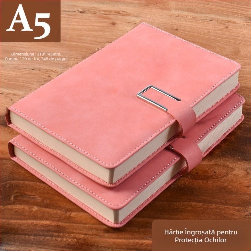 Caiet din piele îngroșată, blocnotes cu cataramă, oameni de afaceri, studenți simpli, 5 întâlniri, carte de înregistrare, artă