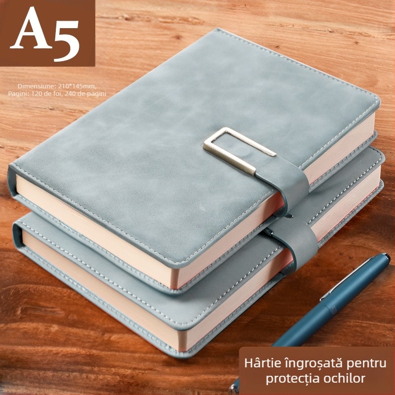 Caiet din piele îngroșată, blocnotes cu cataramă, oameni de afaceri, studenți simpli, 5 întâlniri, carte de înregistrare, artă