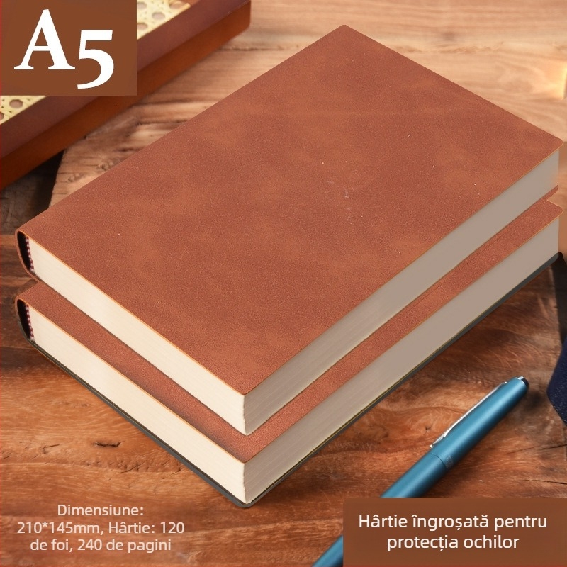 Caiet din piele îngroșată, blocnotes cu cataramă, oameni de afaceri, studenți simpli, 5 întâlniri, carte de înregistrare, artă