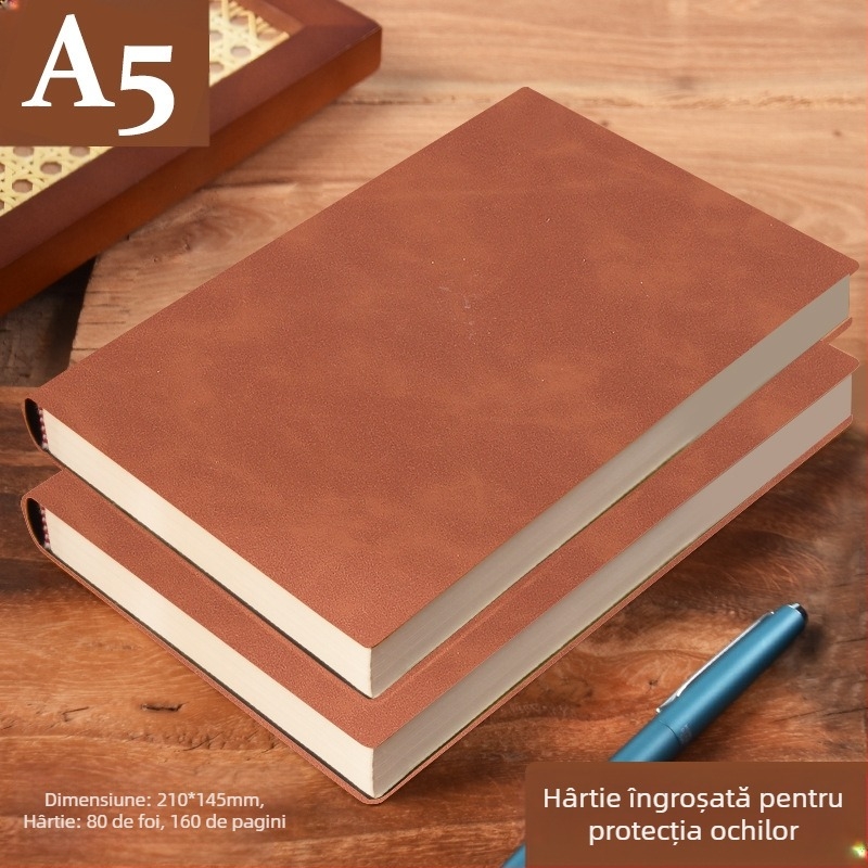 Caiet din piele îngroșată, blocnotes cu cataramă, oameni de afaceri, studenți simpli, 5 întâlniri, carte de înregistrare, artă