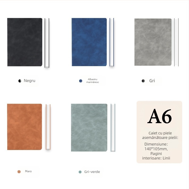 Caiet din piele îngroșată, blocnotes cu cataramă, oameni de afaceri, studenți simpli, 5 întâlniri, carte de înregistrare, artă