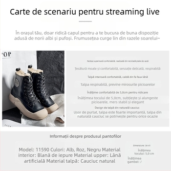 Pantofi sport cu talpă groasă, din blană de iepure, albi, pentru femei, de iarnă, 2025, noi, cu talpă înaltă, retro, versatil, cald, pantofi pentru femei
