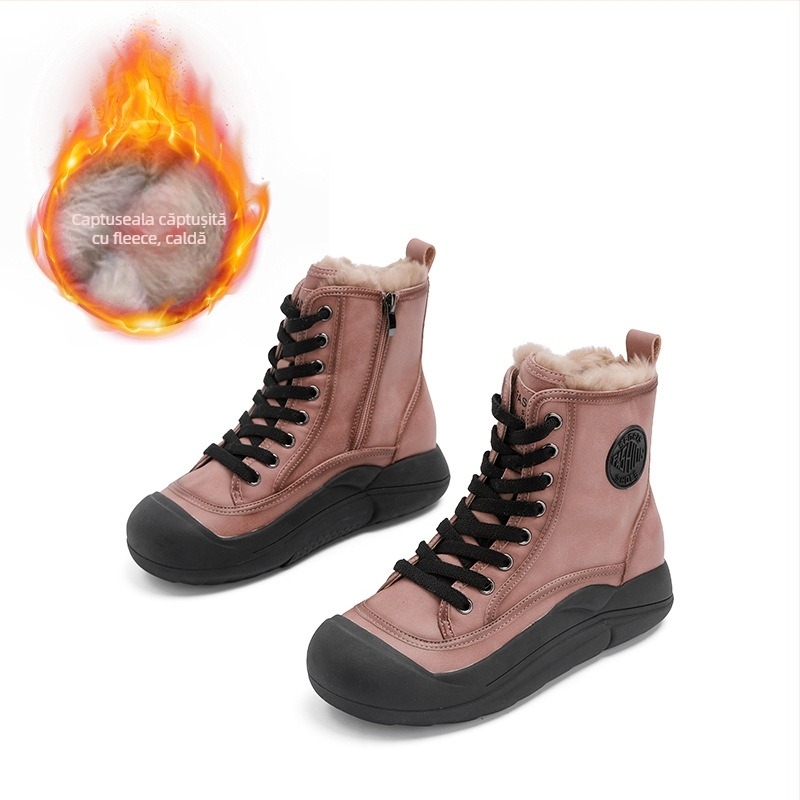 Pantofi sport cu talpă groasă, din blană de iepure, albi, pentru femei, de iarnă, 2025, noi, cu talpă înaltă, retro, versatil, cald, pantofi pentru femei