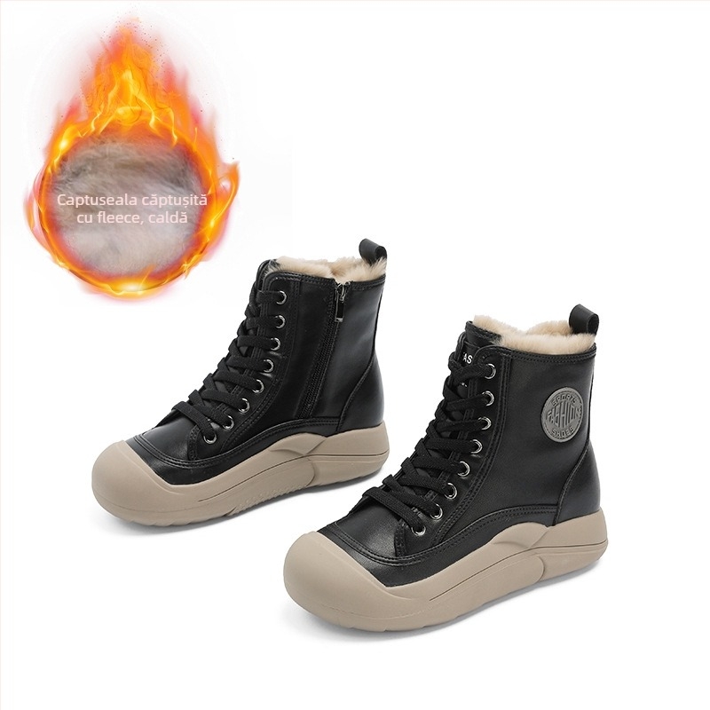 Pantofi sport cu talpă groasă, din blană de iepure, albi, pentru femei, de iarnă, 2025, noi, cu talpă înaltă, retro, versatil, cald, pantofi pentru femei