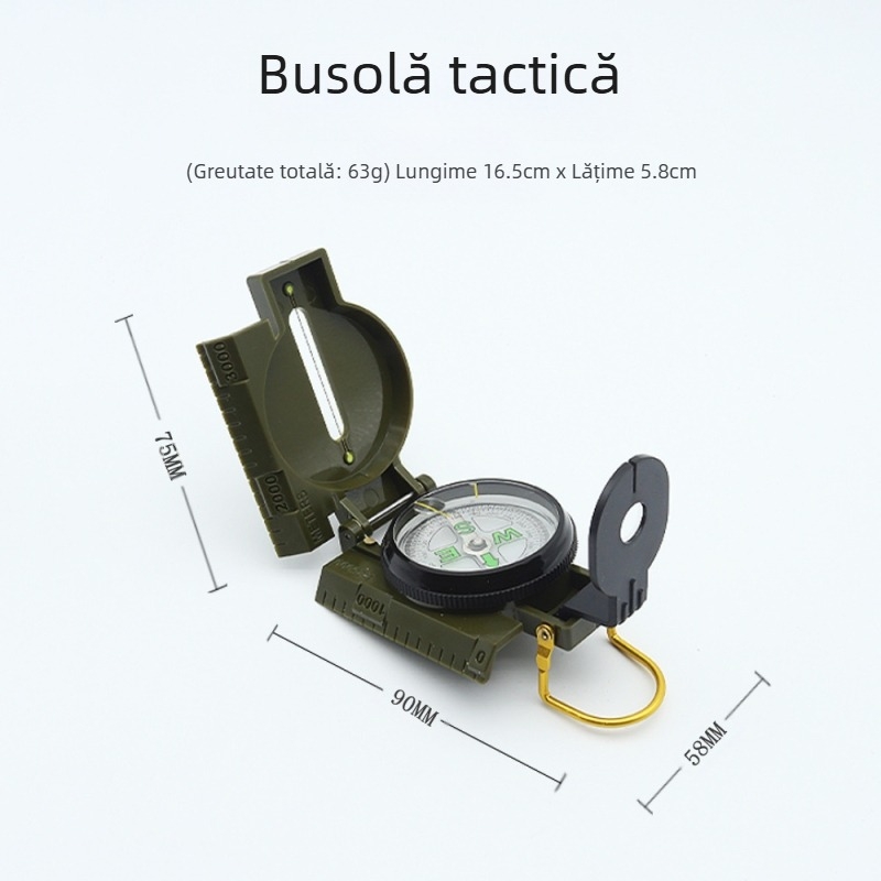 Busolă de supraviețuire în aer liber, multifuncțională, ușor de transportat, busolă tactică direcțională din plastic, busolă nordică DC45-2A