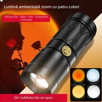 Lanternă S-51 cu patru surse de lumină, lanternă portabilă pentru fotografie, lanternă de umplere cu lumină, en-gros, lanternă reîncărcabilă USB nouă