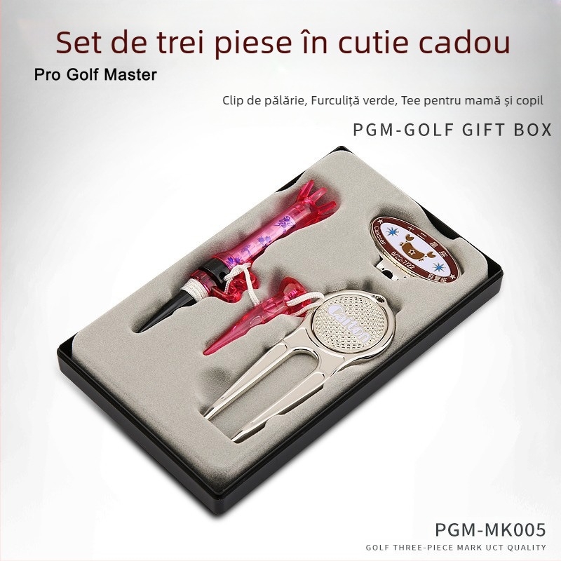 PGM Golf Supplies Green Fork Tee Mark Set de trei piese cu cutie cadou