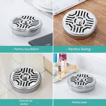 Cutie de tămâie pentru țânțari din oțel inoxidabil îngroșat, cu capac, placă de tămâie pentru țânțari de uz casnic, suport pentru tămâie pentru țânțari cu placă gri, sobă creativă din lemn de santal ignifugă