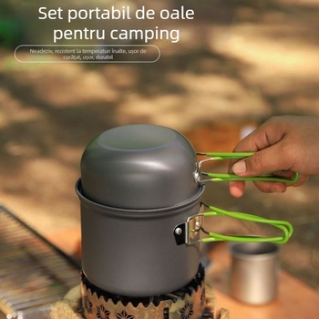 Oală portabilă ultra-ușoară pentru camping, plită unică în aer liber, set de picnic, oală pentru picnic