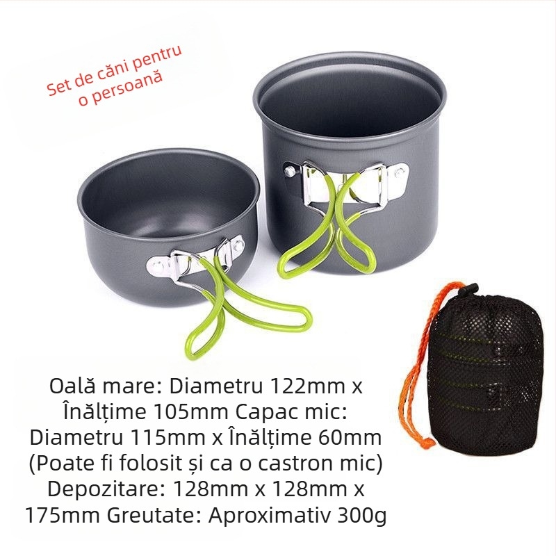 Oală portabilă ultra-ușoară pentru camping, plită unică în aer liber, set de picnic, oală pentru picnic