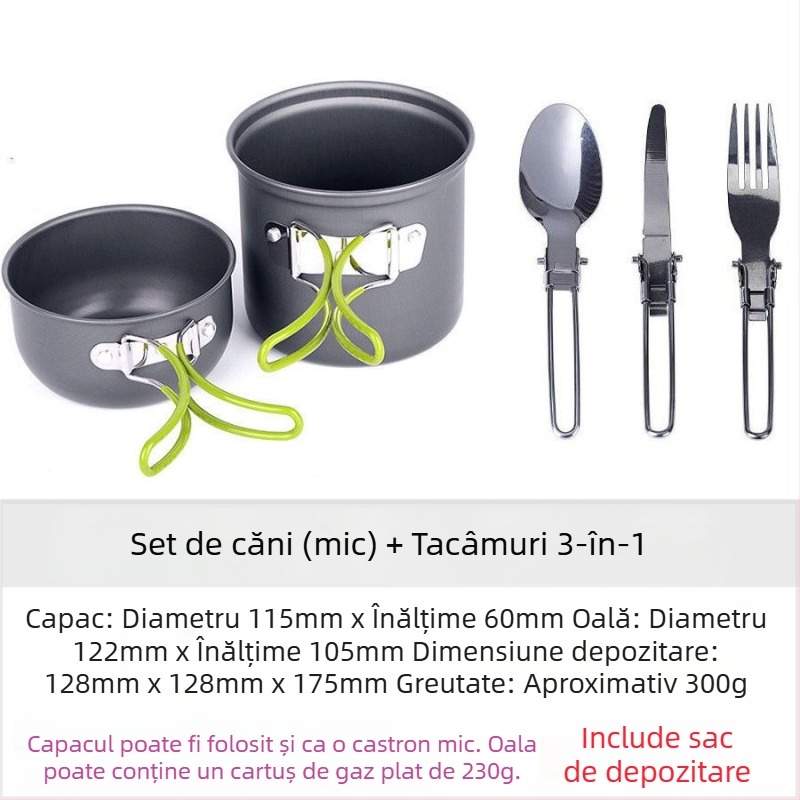 Oală portabilă ultra-ușoară pentru camping, plită unică în aer liber, set de picnic, oală pentru picnic