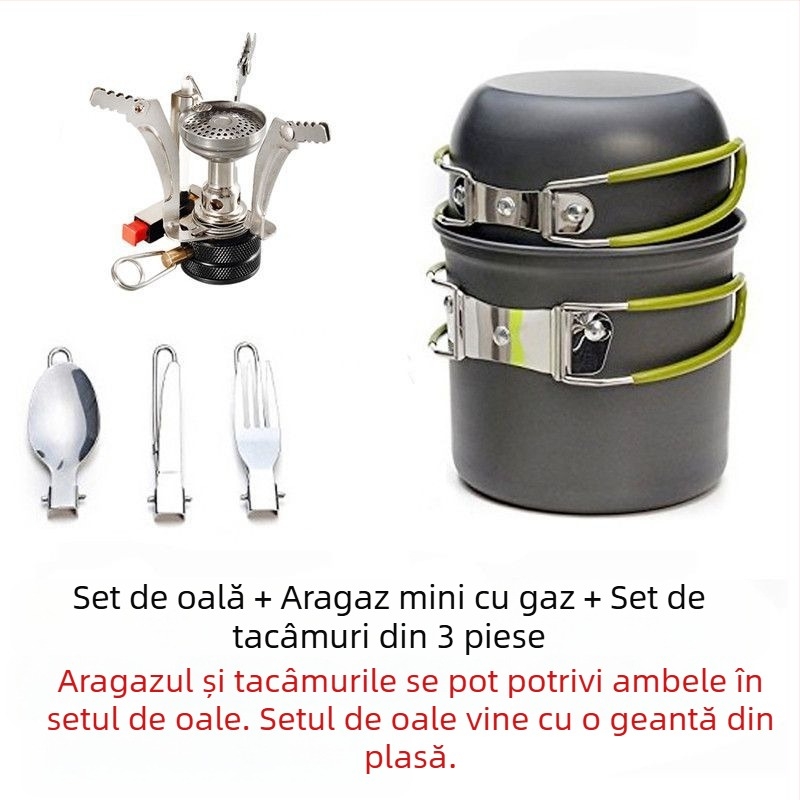 Oală portabilă ultra-ușoară pentru camping, plită unică în aer liber, set de picnic, oală pentru picnic