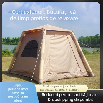 Cort gonflabil dublu cu deschidere rapidă pentru camping, călătorii peste noapte, cer înstelat, rezistent la ploaie, cort cu coloană de aer în aer liber, fără configurare