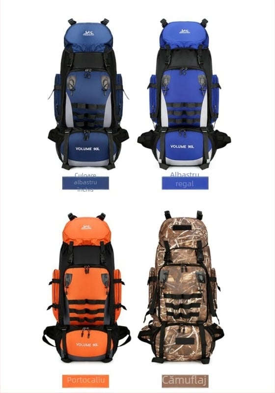 Geantă de alpinism cu capacitate mare 90L, rucsac în aer liber, impermeabil, drumeții, camping, rucsac de călătorie, geantă de depozitare pentru bărbați