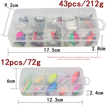 En-gros 43/12 bucăți de paiete metalice în formă de lingură, set de paiete colorate cu un singur cârlig, în formă de gură de cal, în stoc