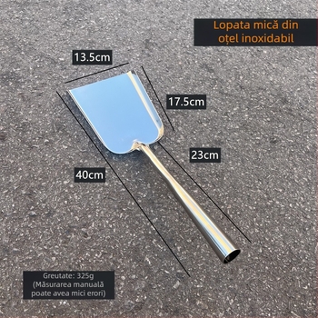 Lopată din oțel inoxidabil îngroșată, de modă veche, mâner lung, lopată mare și mică pentru foc, lopată pentru cărbune, lopată de curățare a gunoiului de uz casnic, lopată de zidar, trăgând lopată de cenușă
