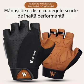 Mănuși de echitație Western Rider, cu jumătate de deget, pentru biciclete, motociclete, cu deget scurt, pentru echitație, absorbante de șocuri, echipament anti-alunecare