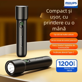 Lanternă Philips cu lumină puternică, încărcare ultra-luminoasă, durată de viață a bateriei ultra-lungă, iluminat portabil de urgență pentru acasă și exterior, SFL1235