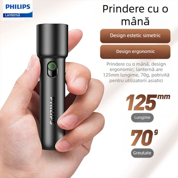 Lanternă Philips cu lumină puternică, încărcare ultra-luminoasă, durată de viață a bateriei ultra-lungă, iluminat portabil de urgență pentru acasă și exterior, SFL1235