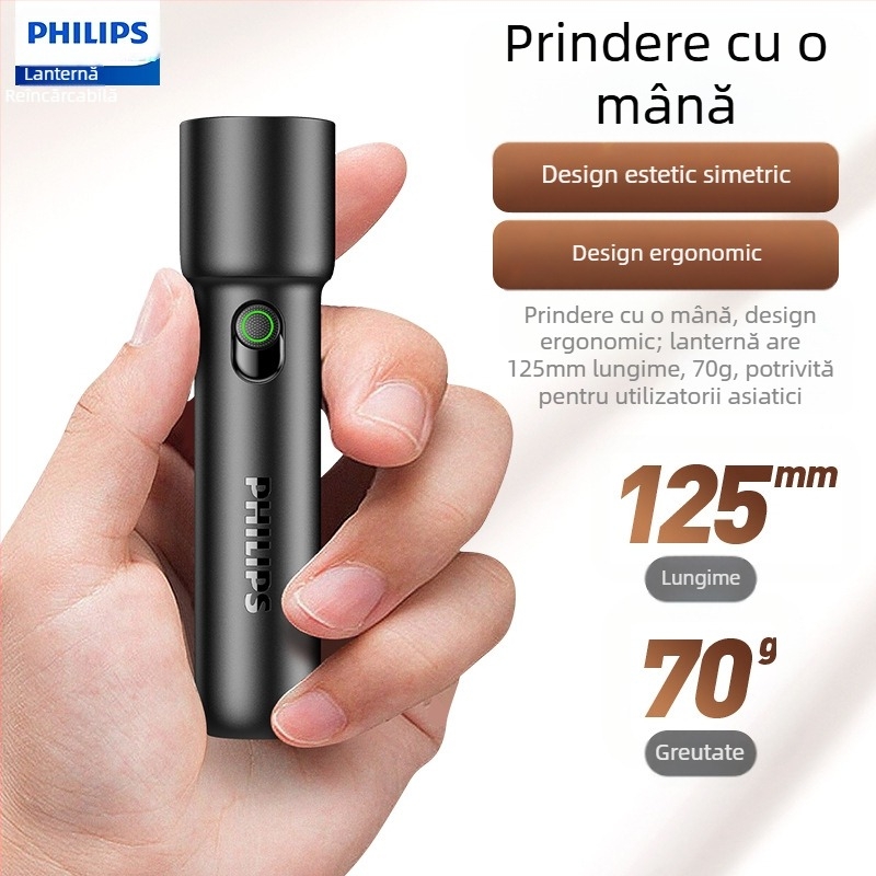 Lanternă Philips cu lumină puternică, încărcare ultra-luminoasă, durată de viață a bateriei ultra-lungă, iluminat portabil de urgență pentru acasă și exterior, SFL1235