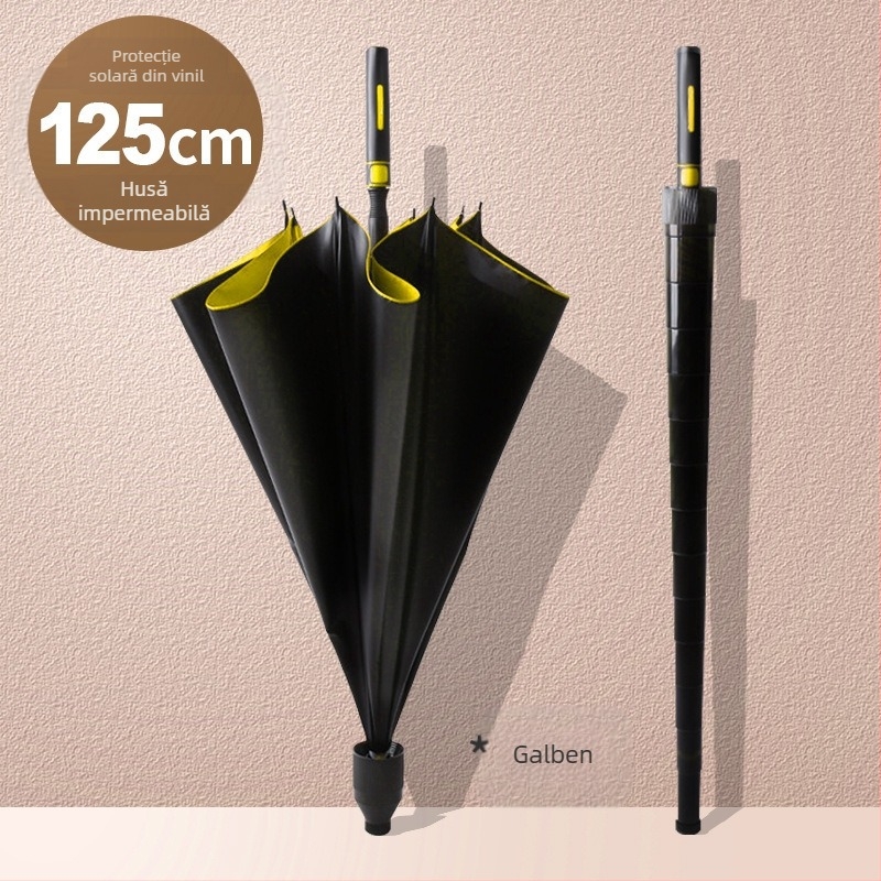 Umbrelă de golf cu mâner lung, impermeabilă, cu ochi mari, cu dublă utilizare, anti-furtună, cu tijă dreaptă, puternică și durabilă, cu protecție solară