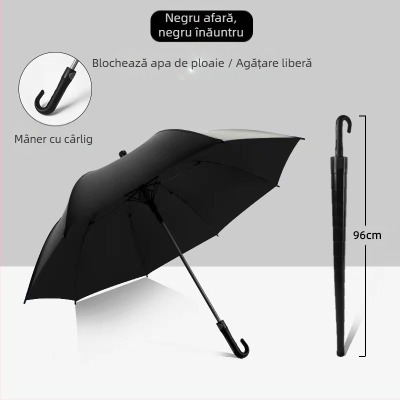 Umbrelă de golf cu mâner lung, impermeabilă, cu ochi mari, cu dublă utilizare, anti-furtună, cu tijă dreaptă, puternică și durabilă, cu protecție solară