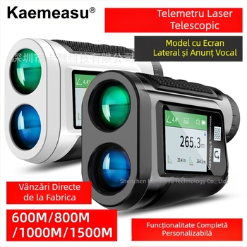 Telemetru laser reîncărcabil cu ecran tactil lateral, anunț vocal, volum zonă de golf, multifuncțional