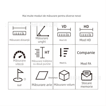 Telemetru laser reîncărcabil cu ecran tactil lateral, anunț vocal, volum zonă de golf, multifuncțional