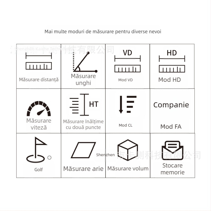 Telemetru laser reîncărcabil cu ecran tactil lateral, anunț vocal, volum zonă de golf, multifuncțional