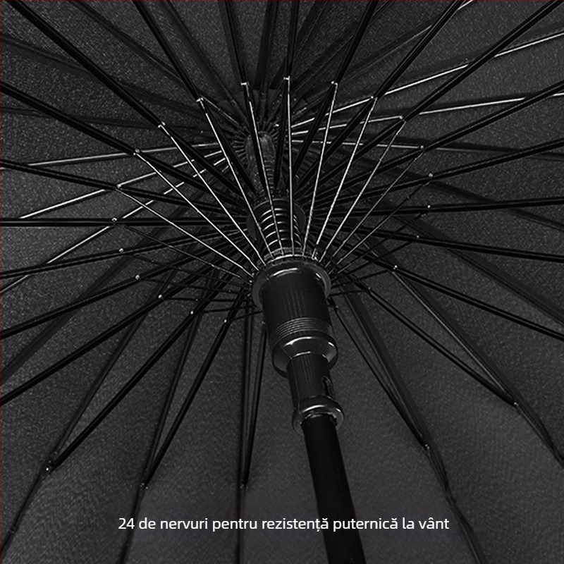 Umbrelă automată cu 24 de oase, umbrelă mare, supradimensionată, en-gros, din fabrică, cu mâner lung, drept, însorit și ploios, cu logo-ul cu dublă utilizare