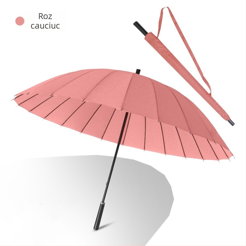Umbrelă automată cu 24 de oase, umbrelă mare, supradimensionată, en-gros, din fabrică, cu mâner lung, drept, însorit și ploios, cu logo-ul cu dublă utilizare