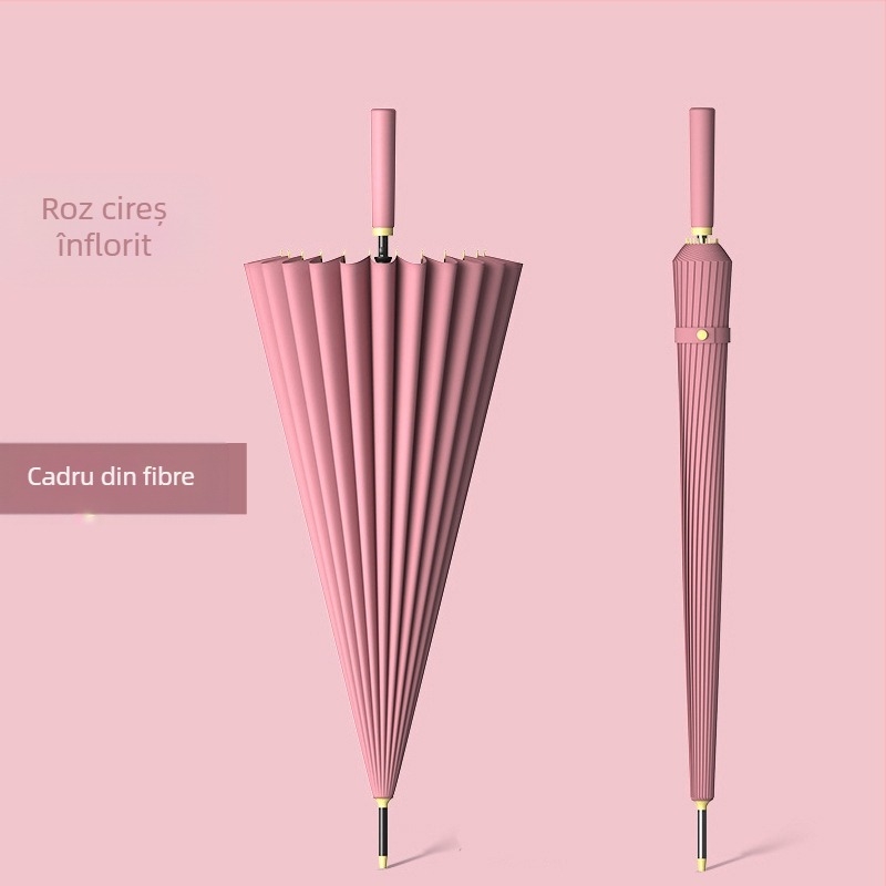 Umbrelă automată cu 24 de oase, umbrelă mare, supradimensionată, en-gros, din fabrică, cu mâner lung, drept, însorit și ploios, cu logo-ul cu dublă utilizare